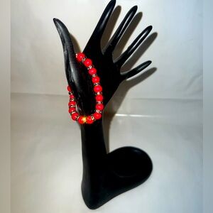 Red Beaded Stretch Bracelet